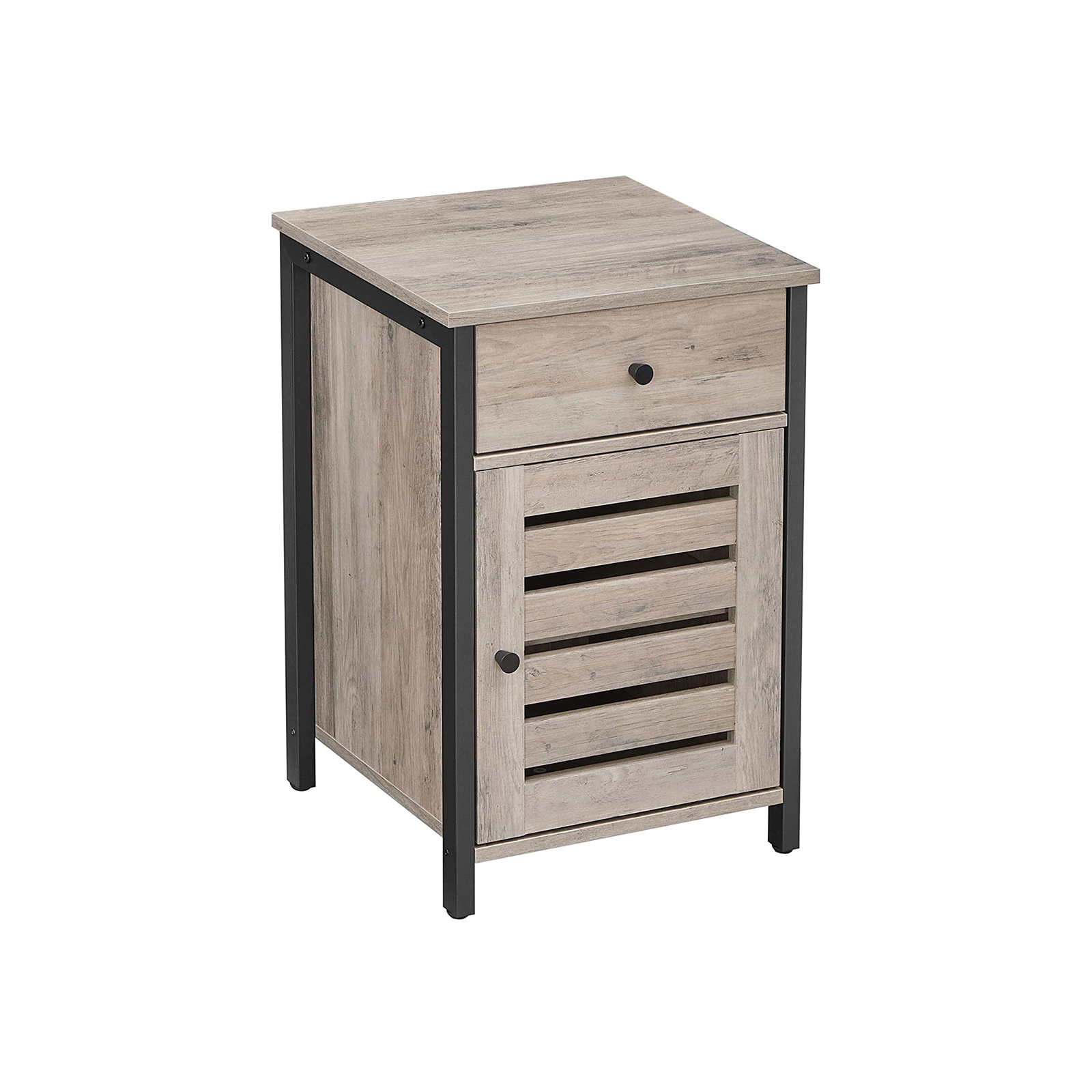 Nachtschrank mit Schublade Greige-Schwarz