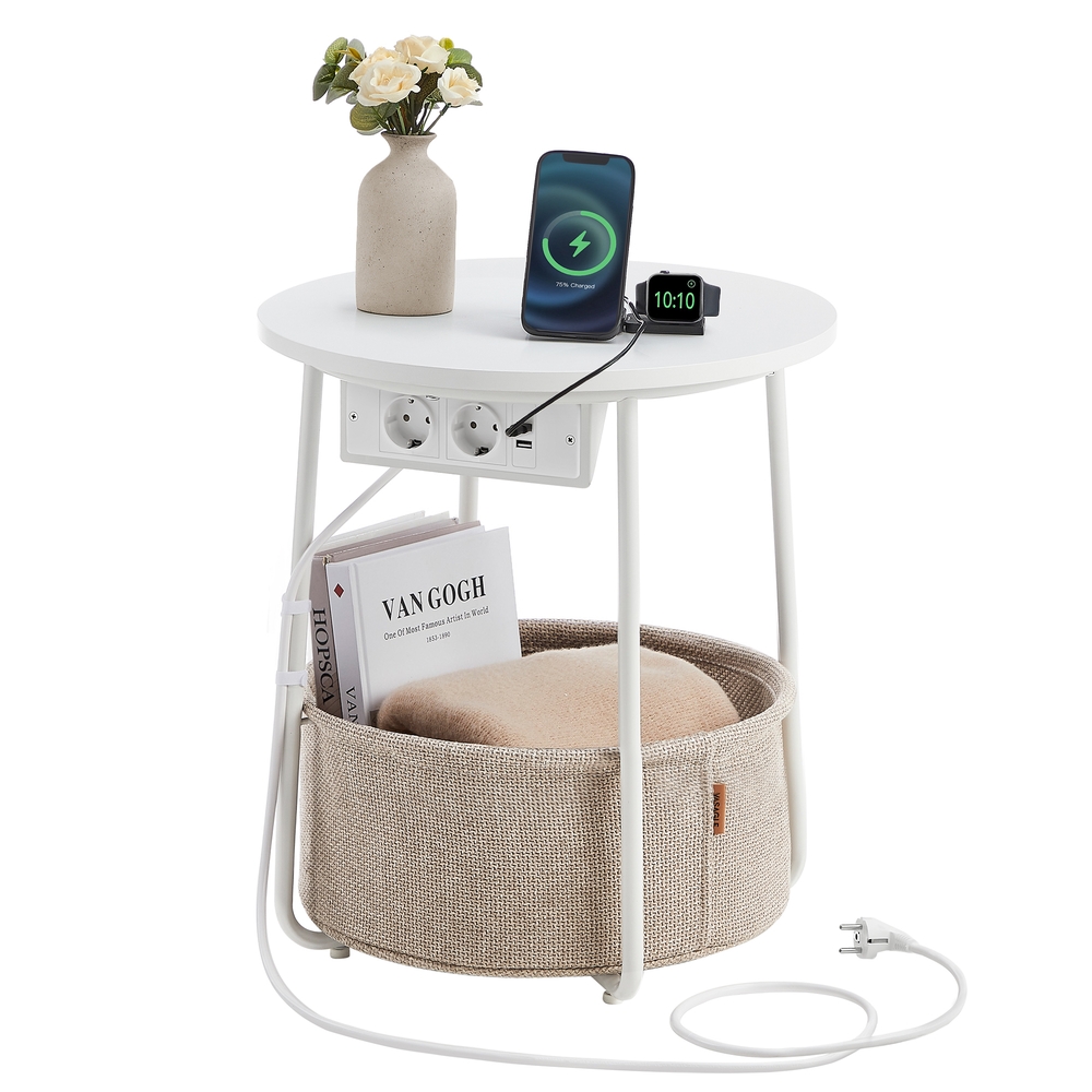VASAGLE Beistelltisch rund Spanplatte beige, weiß 45,0 x 45,0 x 50,0 cm, 1 St.