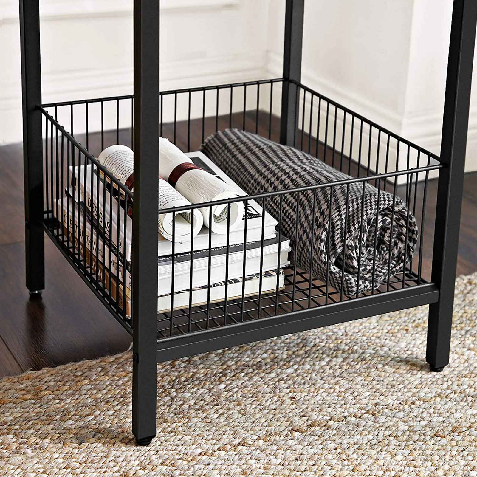 VASAGLE Beistelltisch,Nachttisch, Kleiner Sofatisch mit Gitterkorb