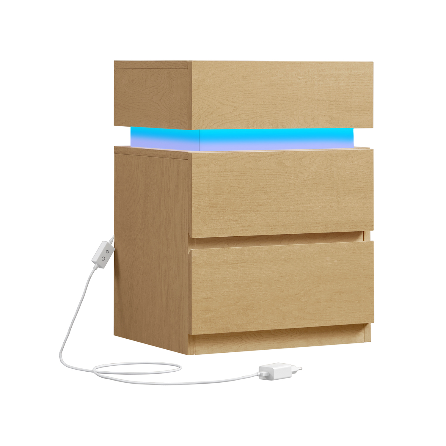 Nachttisch mit LED-Beleuchtung mit 3 Schubladen