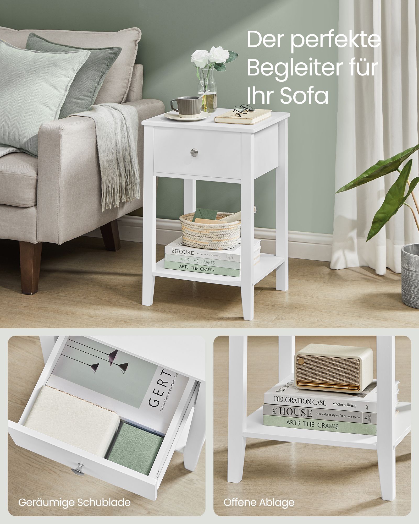 Bambuko naktinis staliukas su stalčiumi