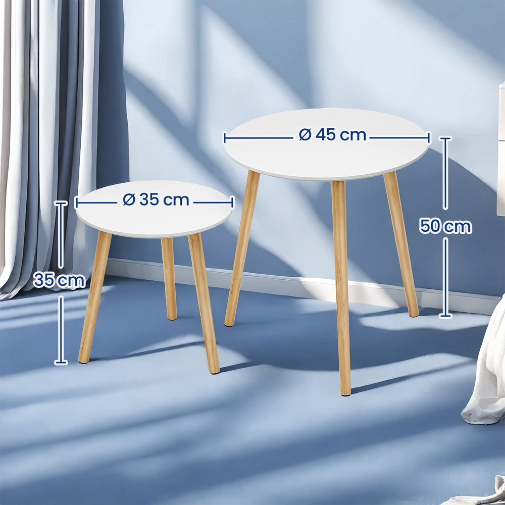 Beistelltisch-Set rund, 2 Moderne Sofatische, minimalistisch