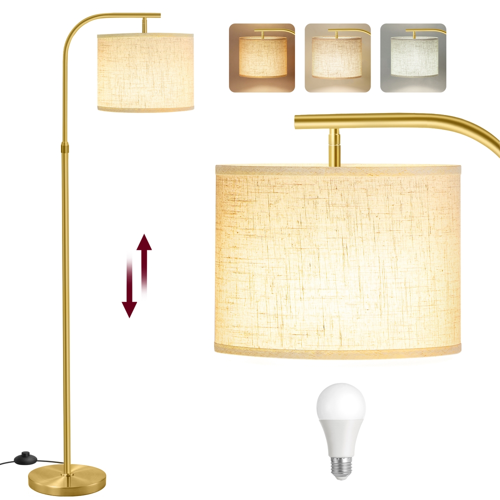 Stehleuchte höhenverstellbar 150-175 cm mit Fußtaster blassgold