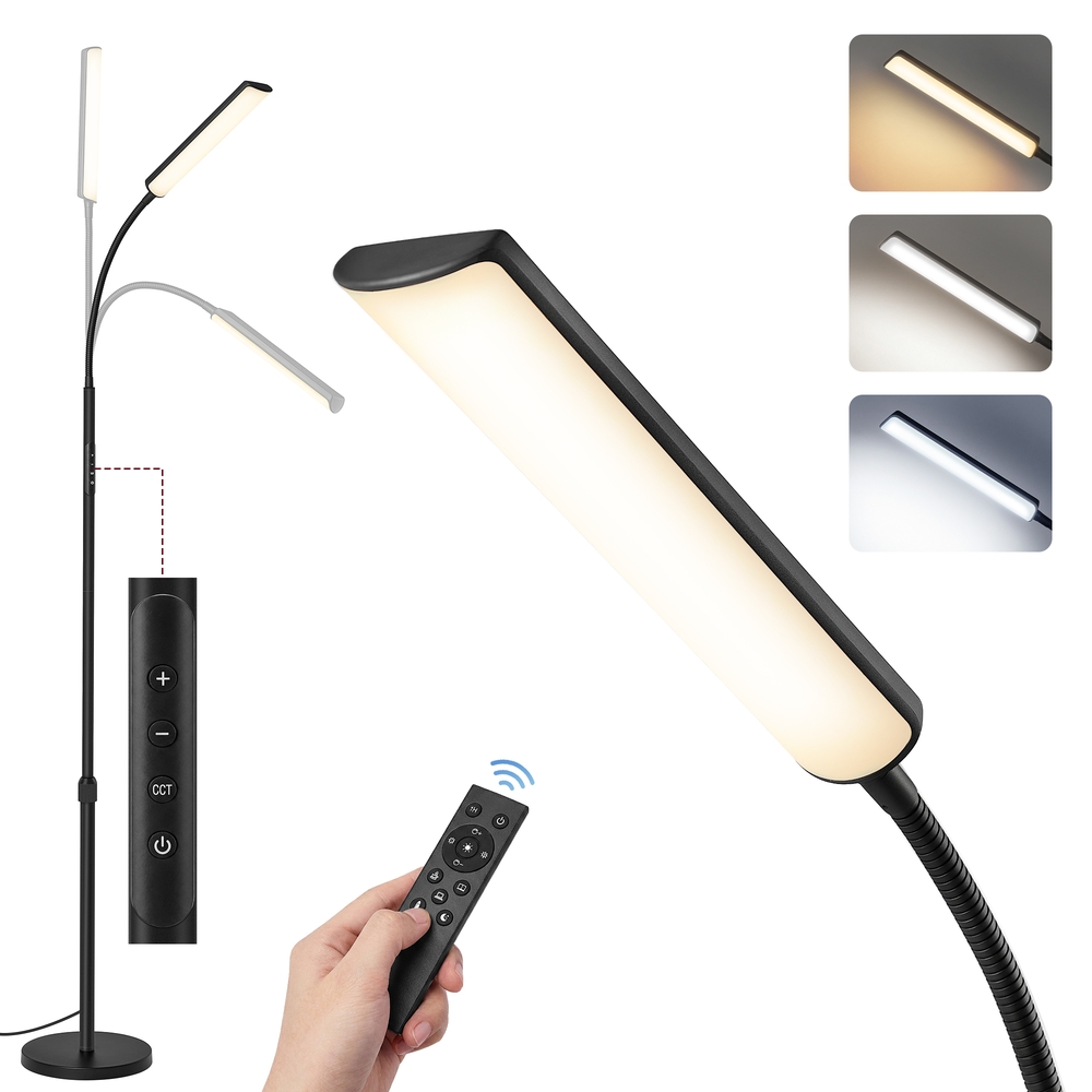 Stehlampe höhenverstellbar 141-175 cm mit Fernbedienung mattschwarz