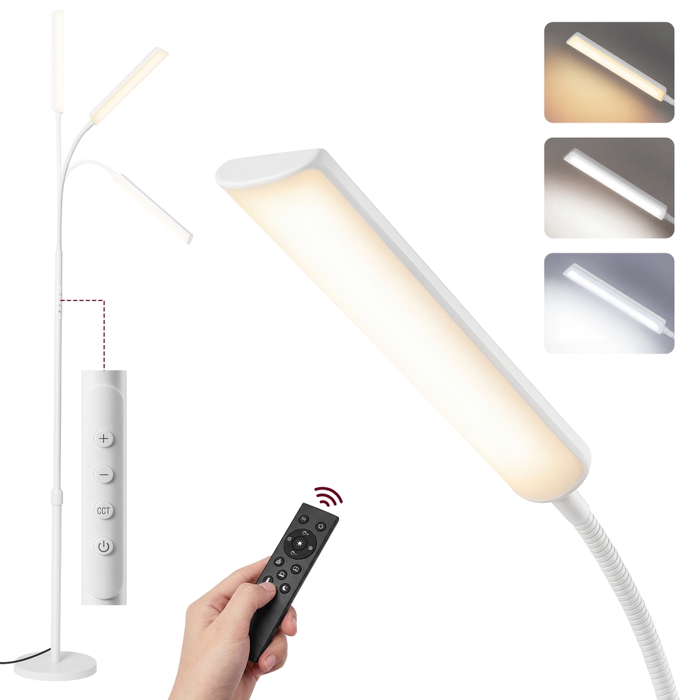 Stehlampe höhenverstellbar 141-175 cm mit Fernbedienung mattweiß