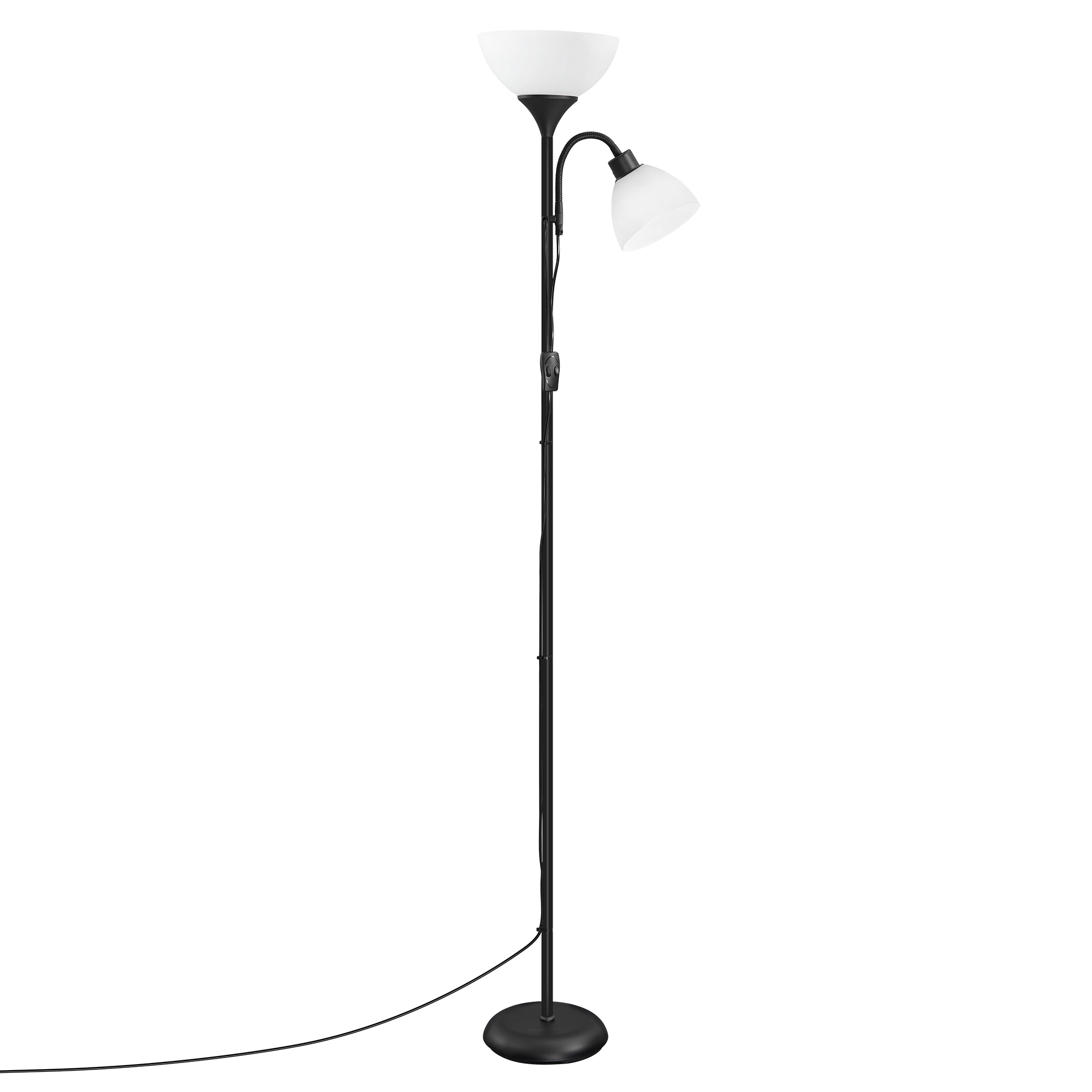 Deckenfluter Stehlampe mit Verstellbarer Leselampe 38,5 x 23,5 x 176 cm Schwarz