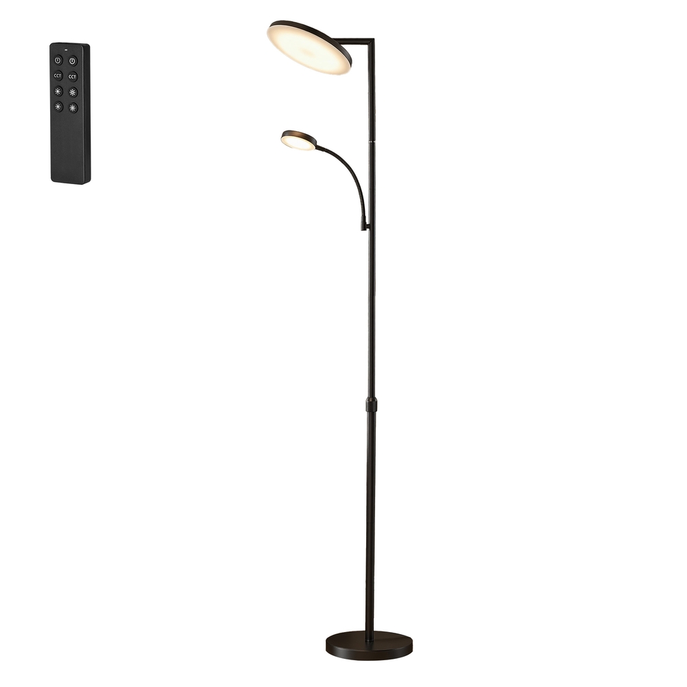 LED-Stehlampe höhenverstellbar, Standleuchte mit Leselampe