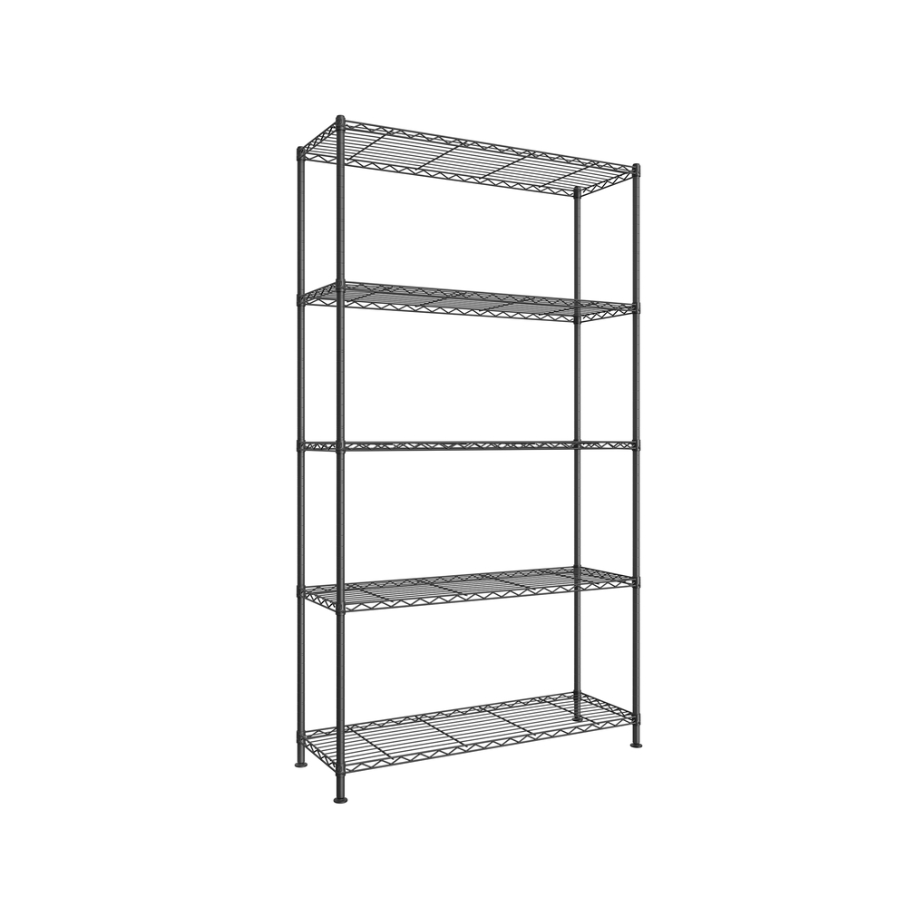 SONGMICS Regal, Metallregal, höhenverstellbare Ablagen, Aufbewahrungsregal, Standregal für Garage Schlafzimmer Wohnzimmer, 5 Ebenen, 30 x 90 x 161 cm, tintenschwarz LGR195BH01