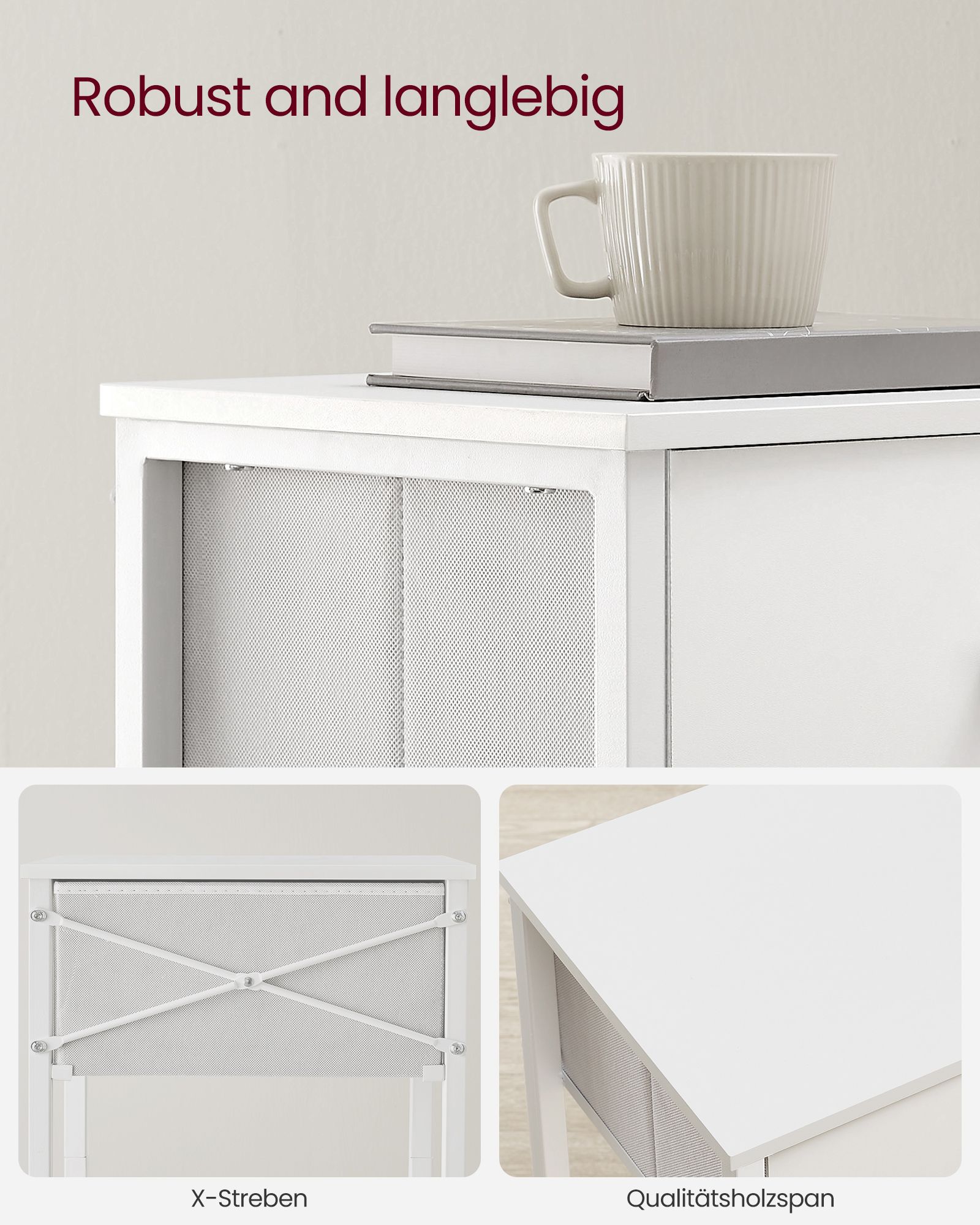 Šoninis staliukas su medžiaginiu stalčiumi