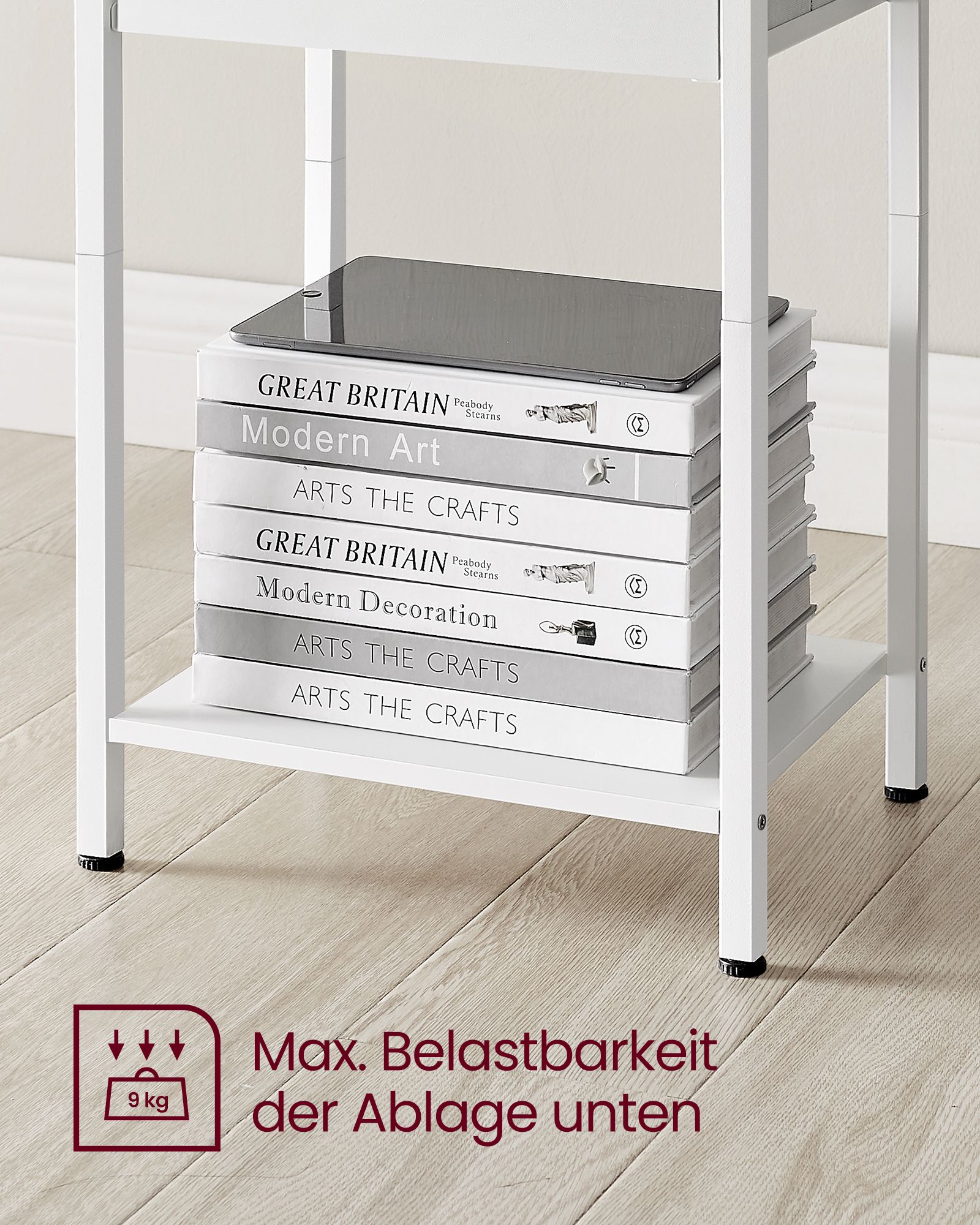 Šoninis staliukas su medžiaginiu stalčiumi