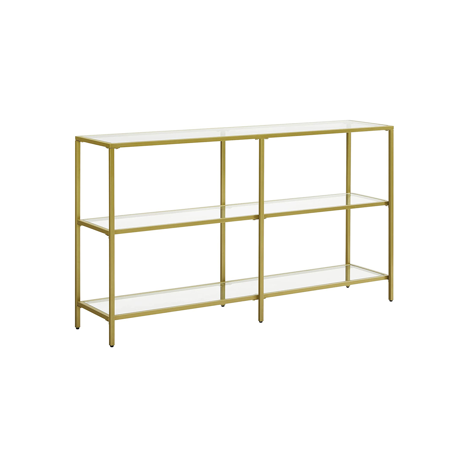 VASAGLE Konsolentisch rechteckig Glas gold 130,0 x 30,0 x 73,3 cm, 1 St.