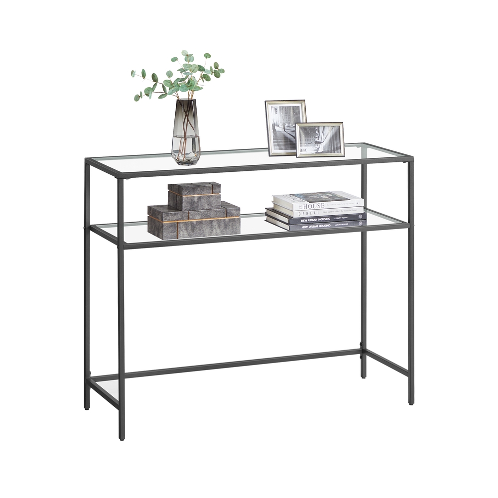 VASAGLE Konsolentisch rechteckig Glas schwarz 100,0 x 35,0 x 80,0 cm, 1 St.