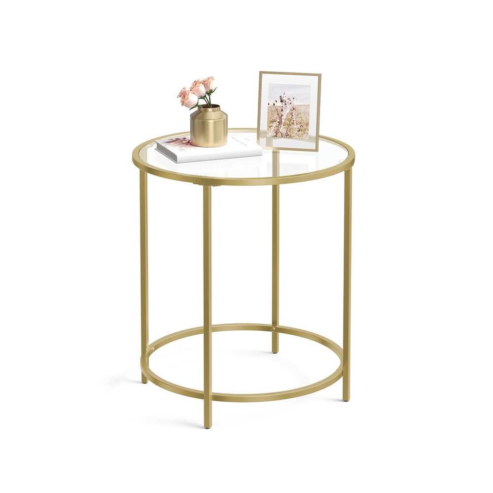VASAGLE Beistelltisch rund Glas gold 50,0 x 50,0 x 55,0 cm, 1 St.
