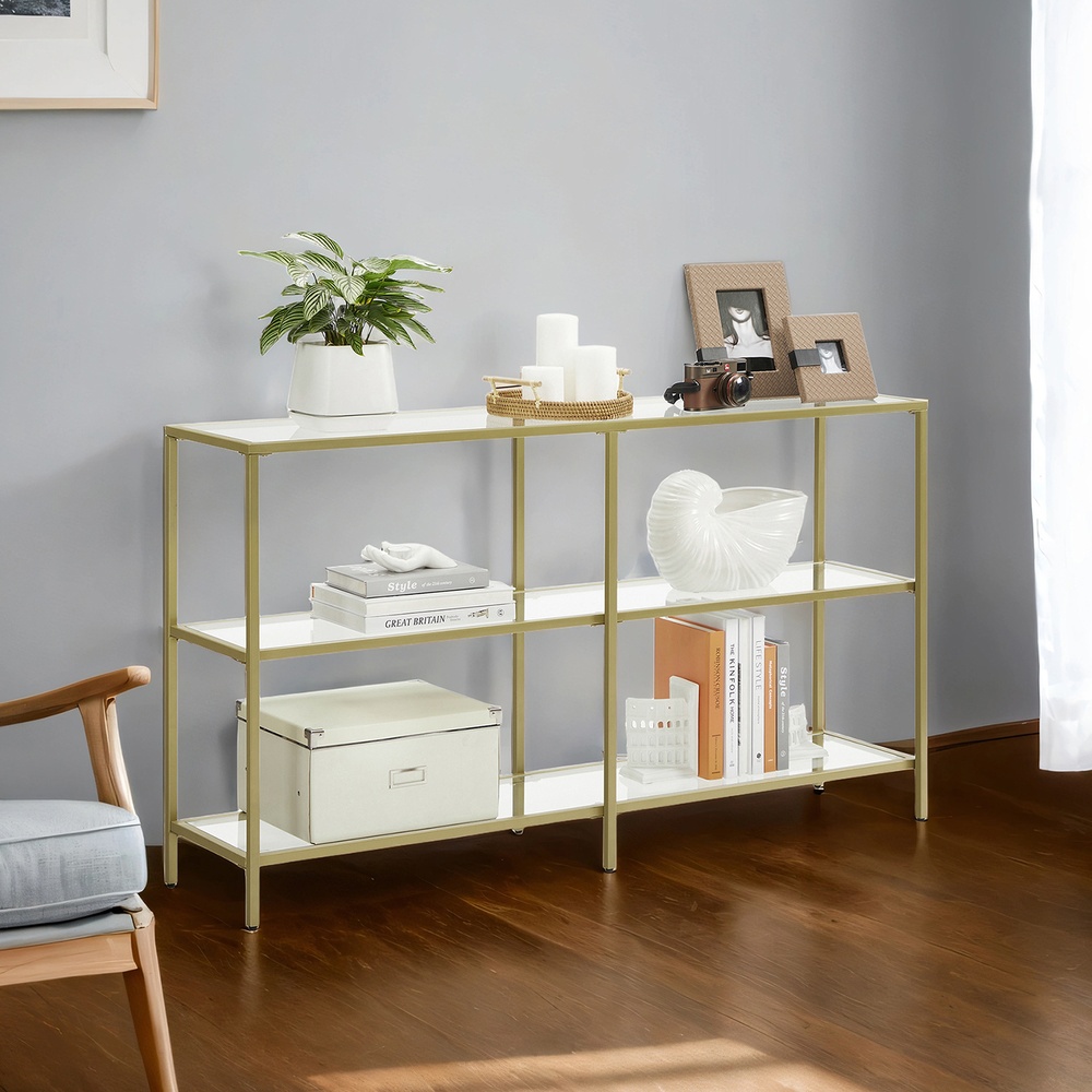 Konsolentisch, Regal, 3 Ablagen aus Hartglas