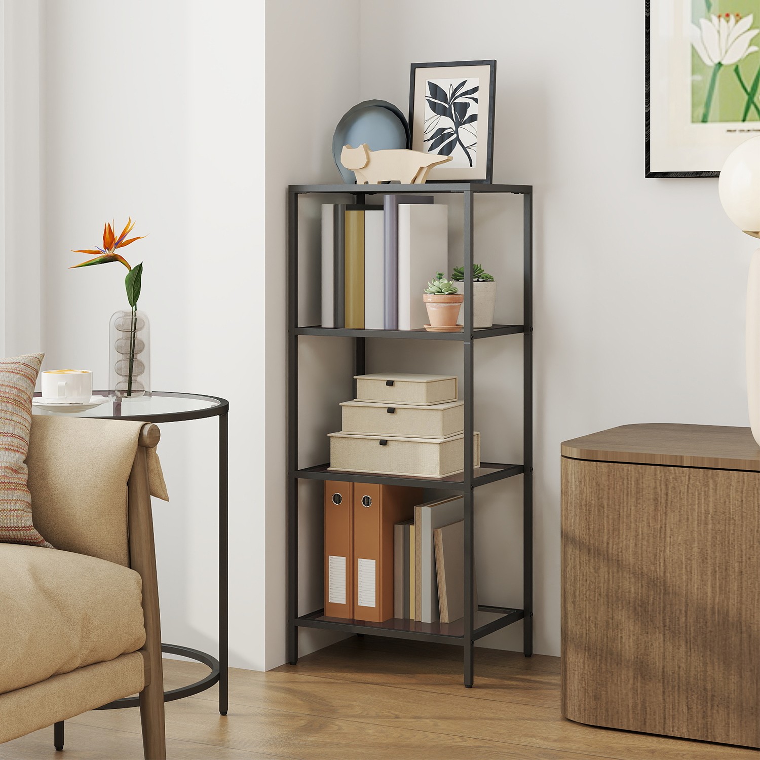 4 stufiges Regal, Badregal aus gehärtetem Glas, für Badezimmer