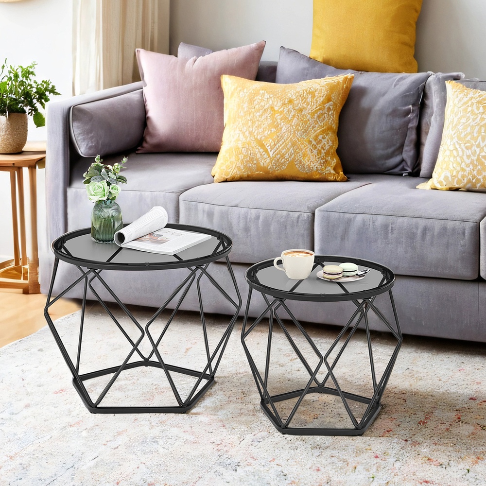Couchtisch rund, 2er Set, Wohnzimmertisch