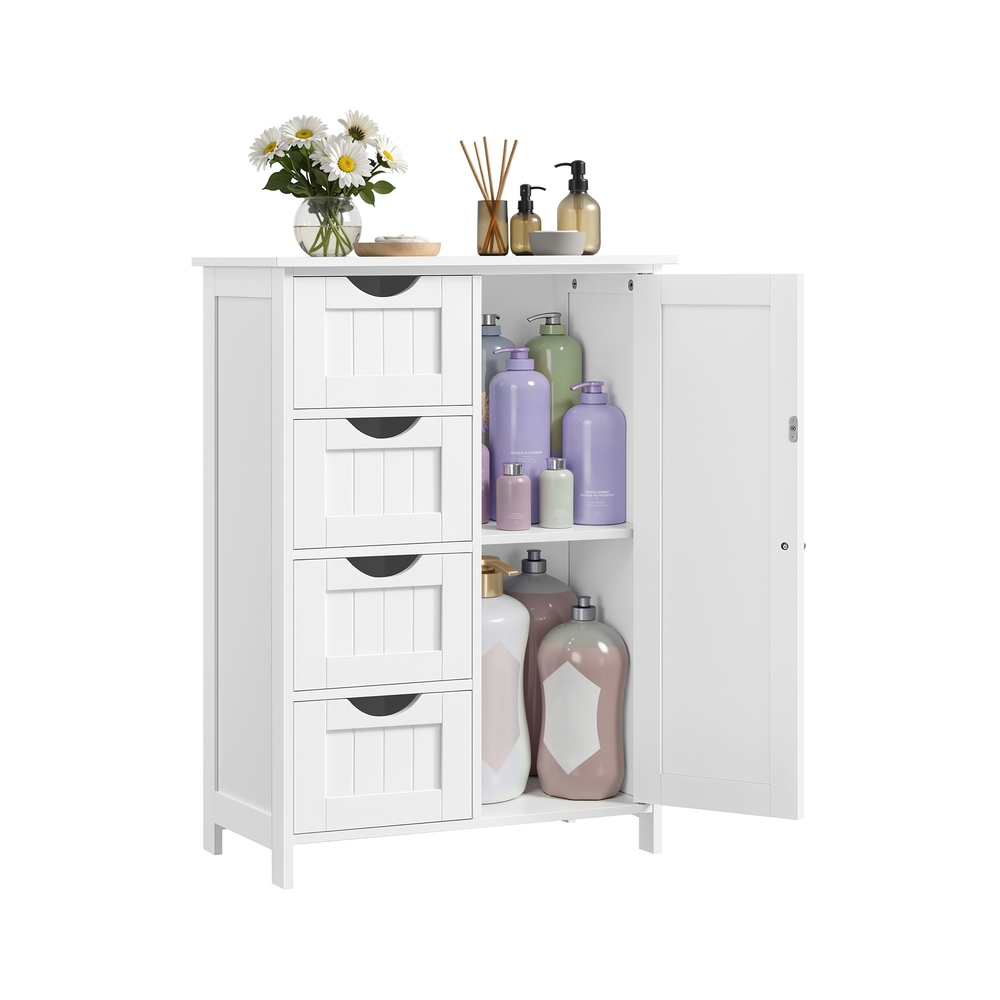 Schmaler Badschrank mit 4 Schubladen wolkenweiß