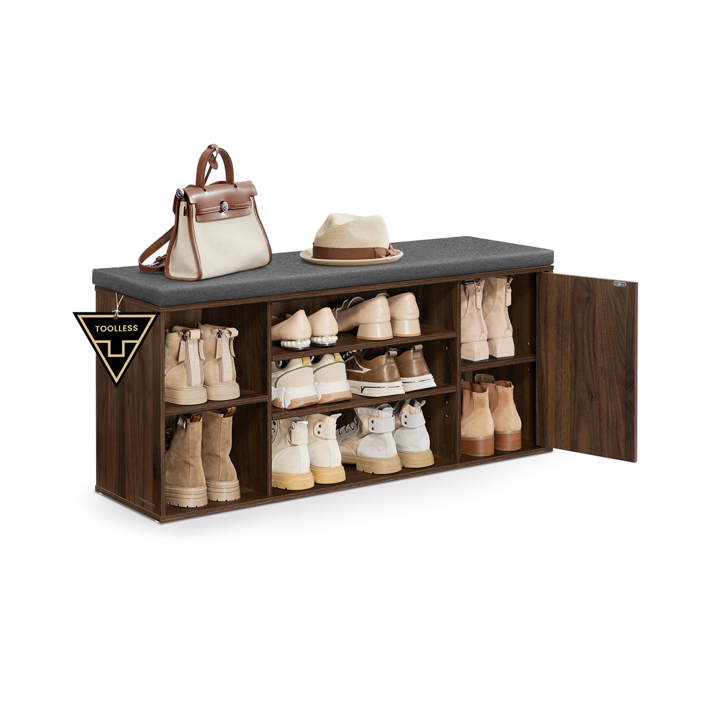 Schuhbank mit Stauraum und verstellbaren offenen Fächern