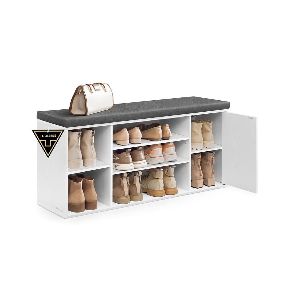 Schuhbank mit Stauraum und verstellbaren offenen Fächern