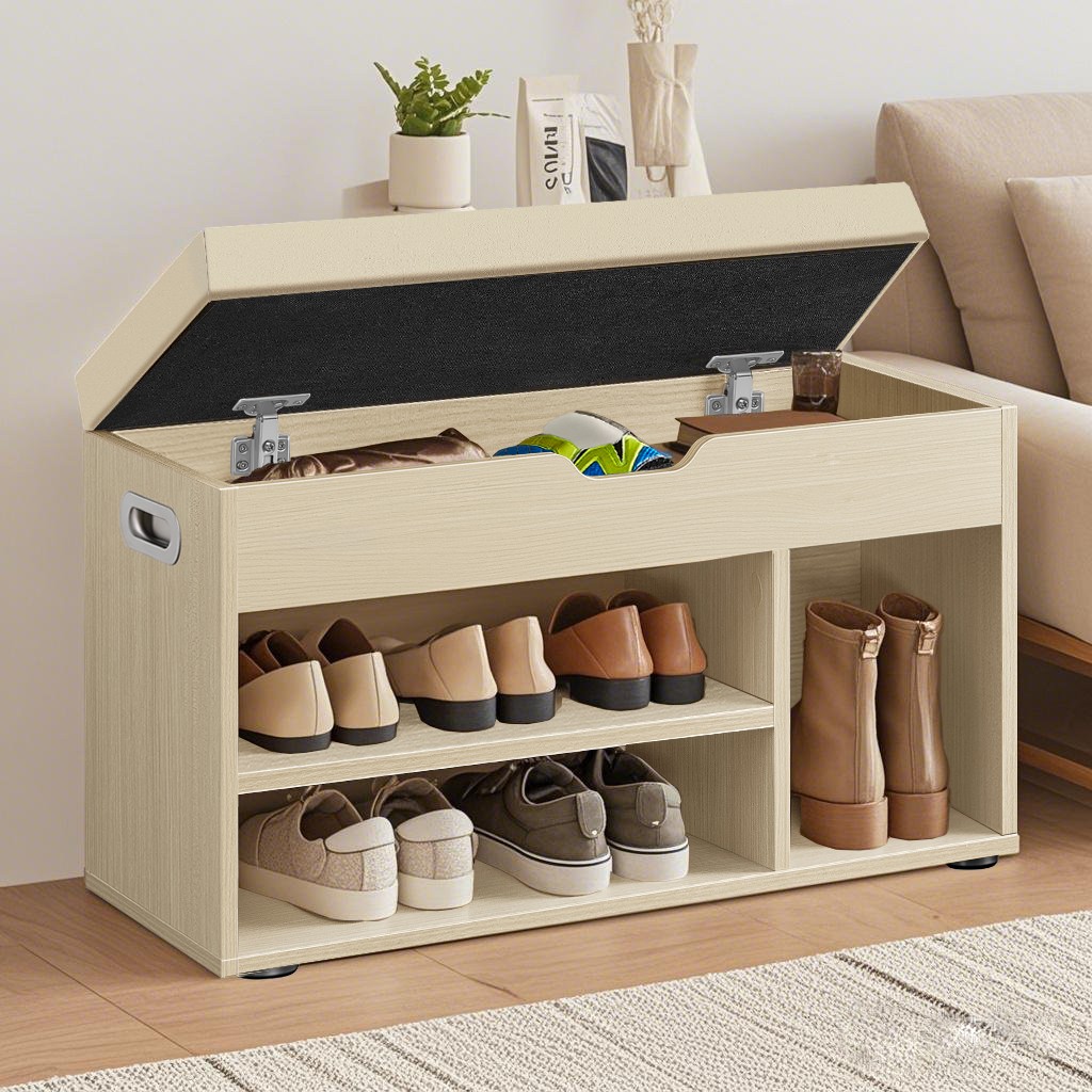 Schuhbank, Sitzbank mit Stauraum, gepolstert