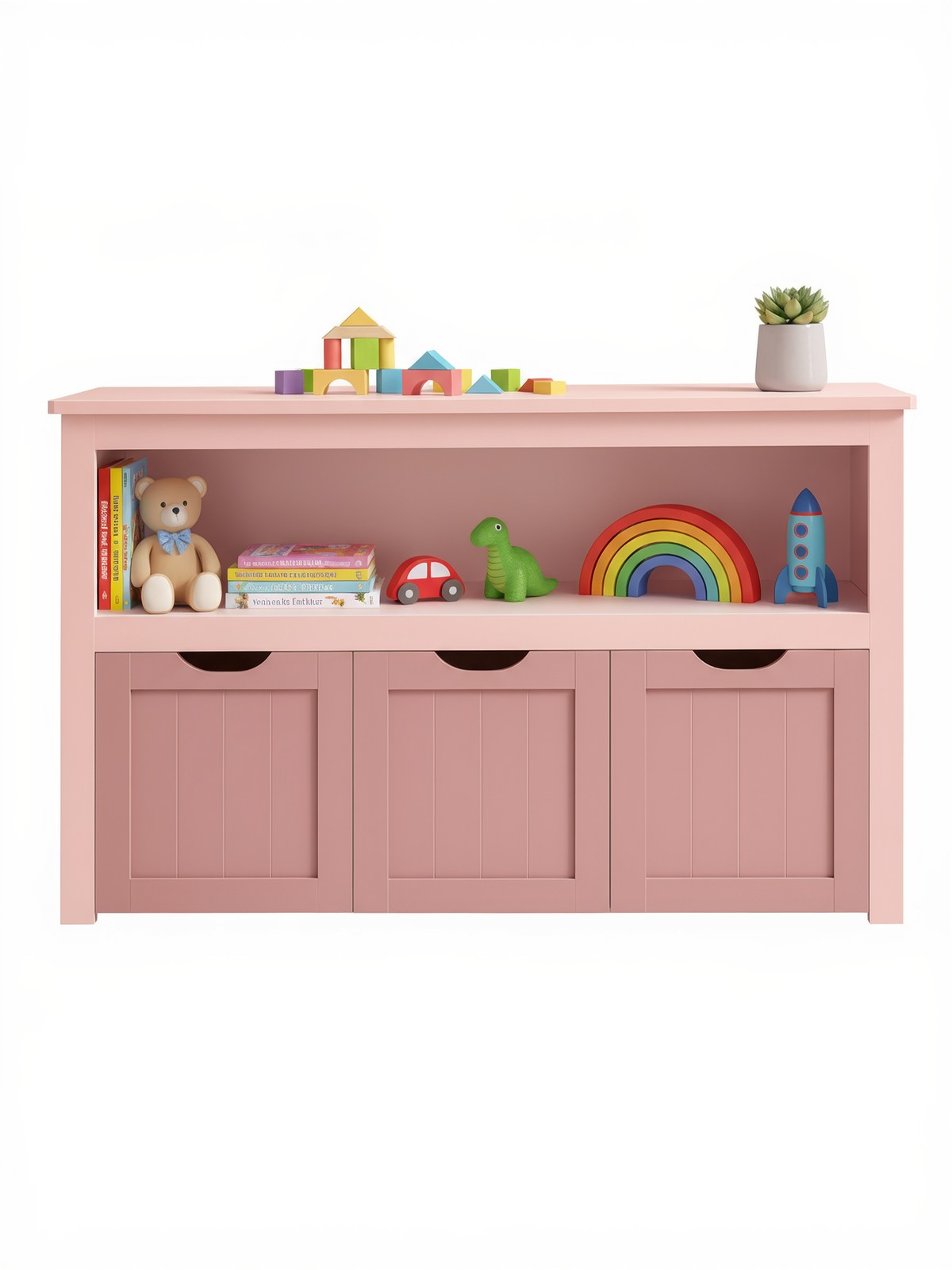 Kinderregal mit Rollen 30 x 102 x 60 cm pastellrosa