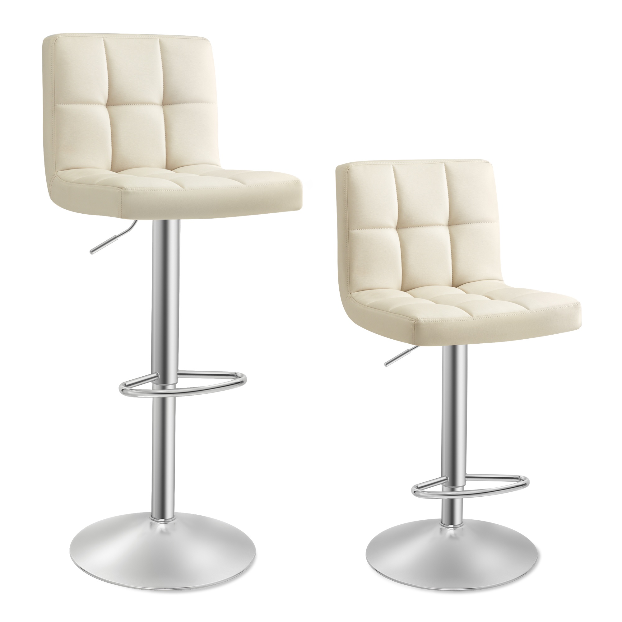 Barhocker 2er Set sandbeige höhenverstellbar mit Rückenlehne