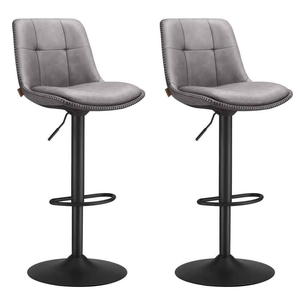 Barhocker 2er Set mit Fußstütze taubengrau