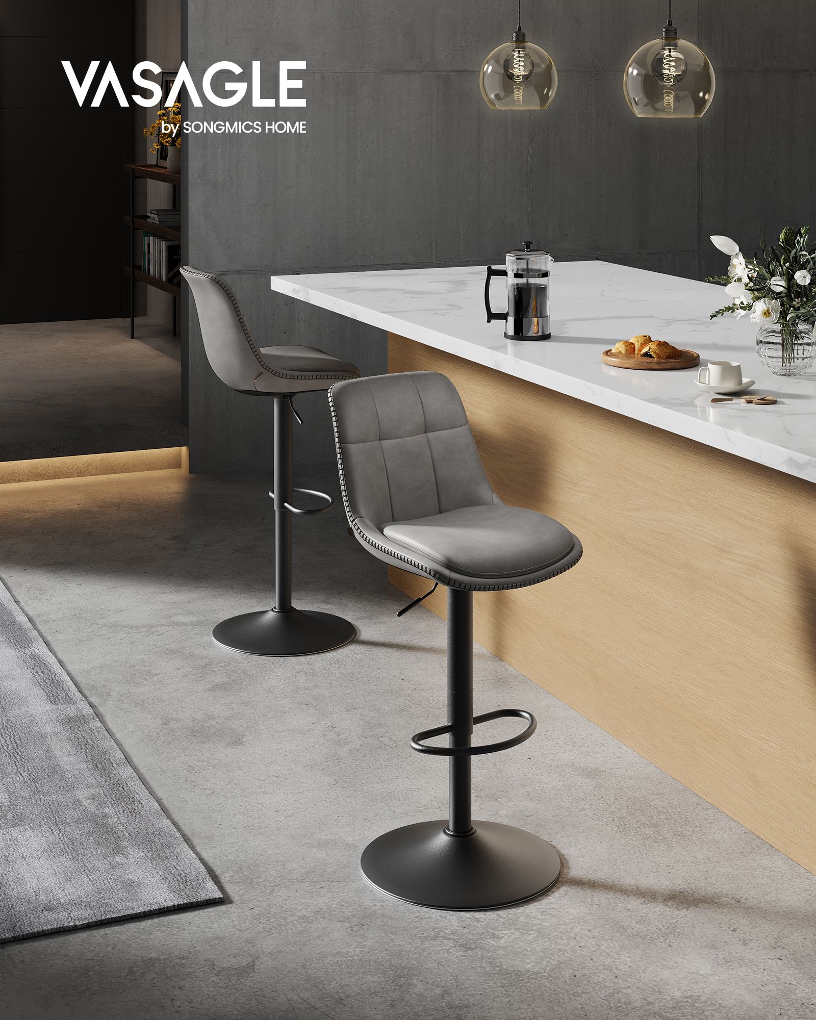 Baro kėdės Dove Grey