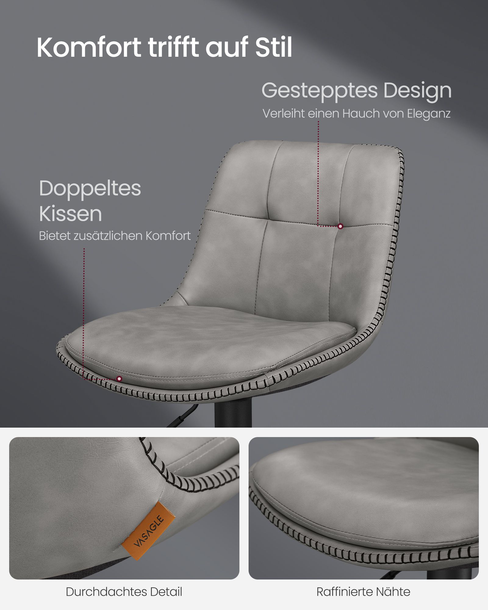 Baro kėdės Dove Grey