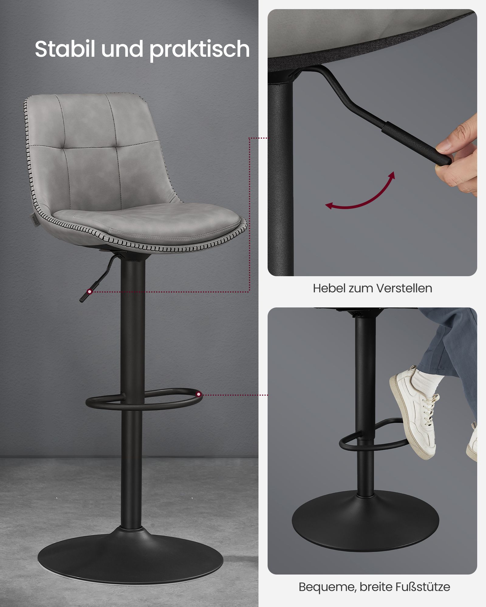 Baro kėdės Dove Grey