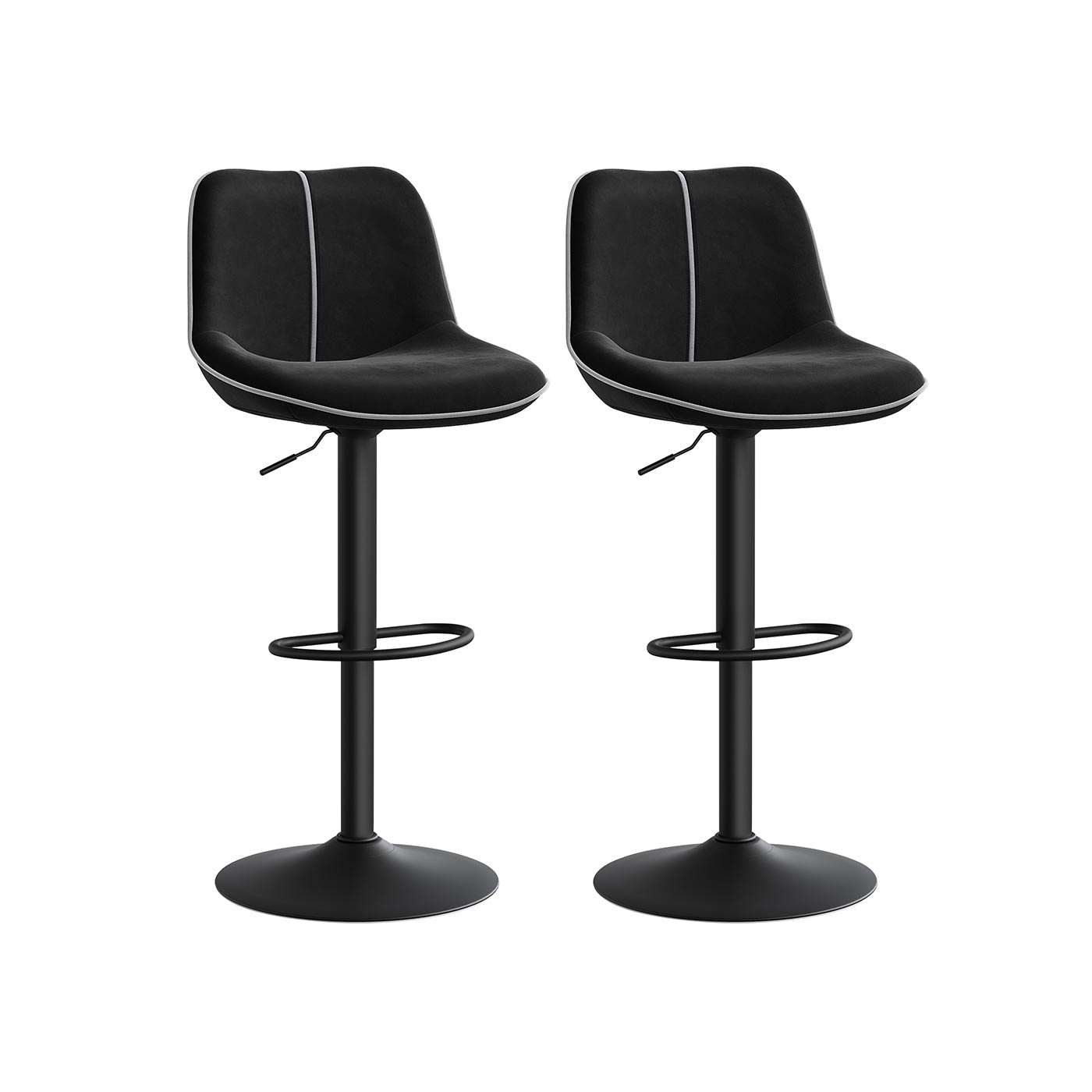 Barhocker Set höhenverstellbar mit drehbarer Sitzfläche und Samtbezug