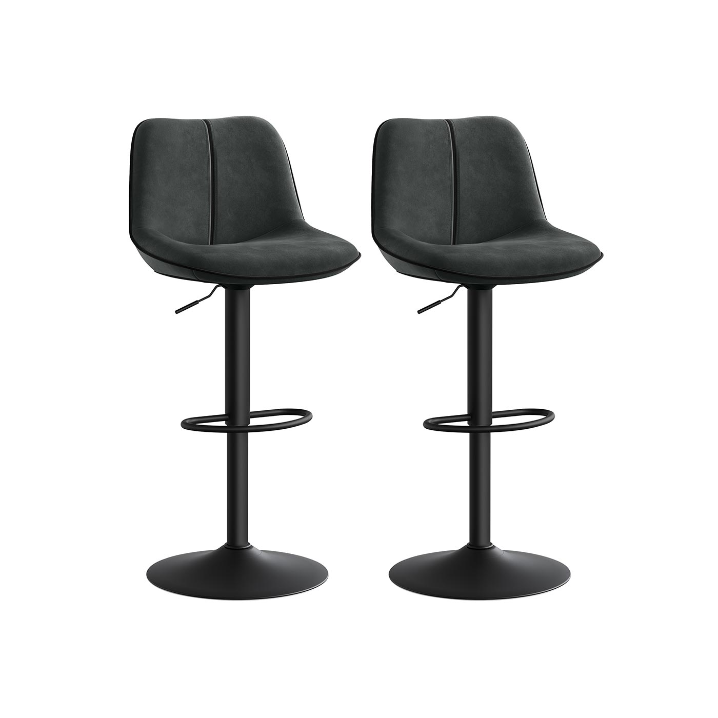 Barhocker Set höhenverstellbar mit drehbarer Sitzfläche und Samtbezug