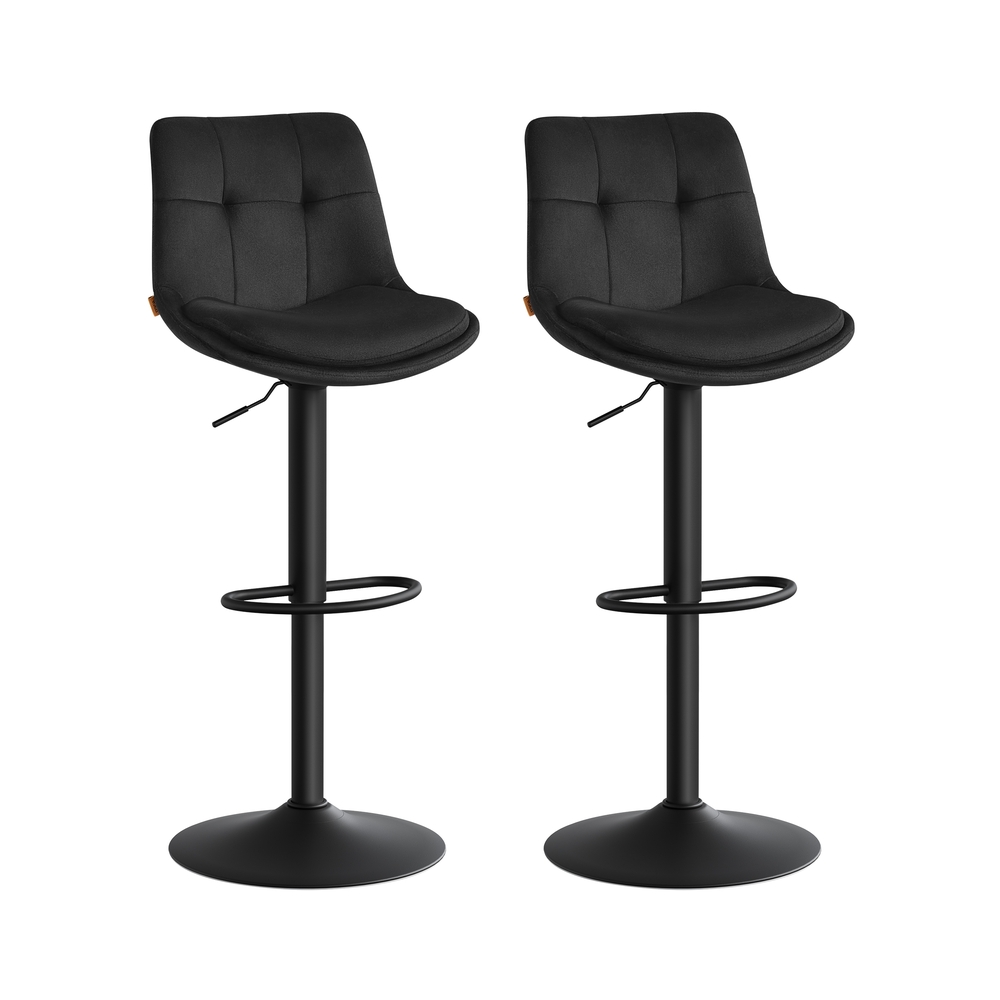 Barhocker 2er Set aus Samt höhenverstellbar drehbar tintenschwarz