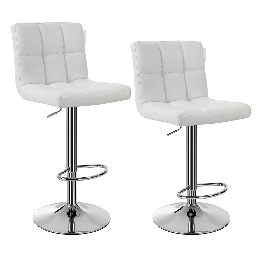 SONGMICS Barhocker 2er Set Kunstleder Weiß LJB64W