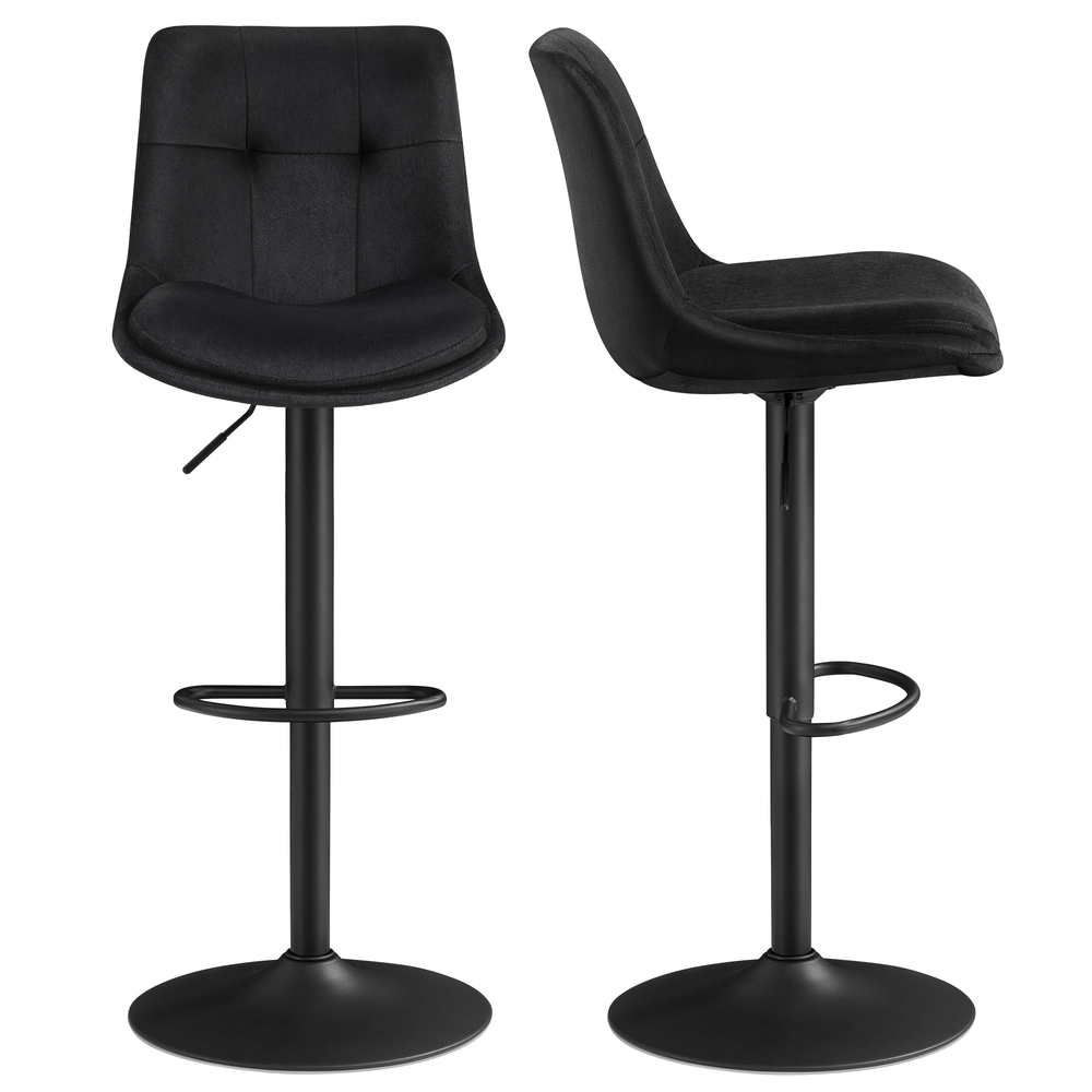 2 Barstühle, Barhocker mit Rückenlehne und Fußstütze, höhenverstellbar