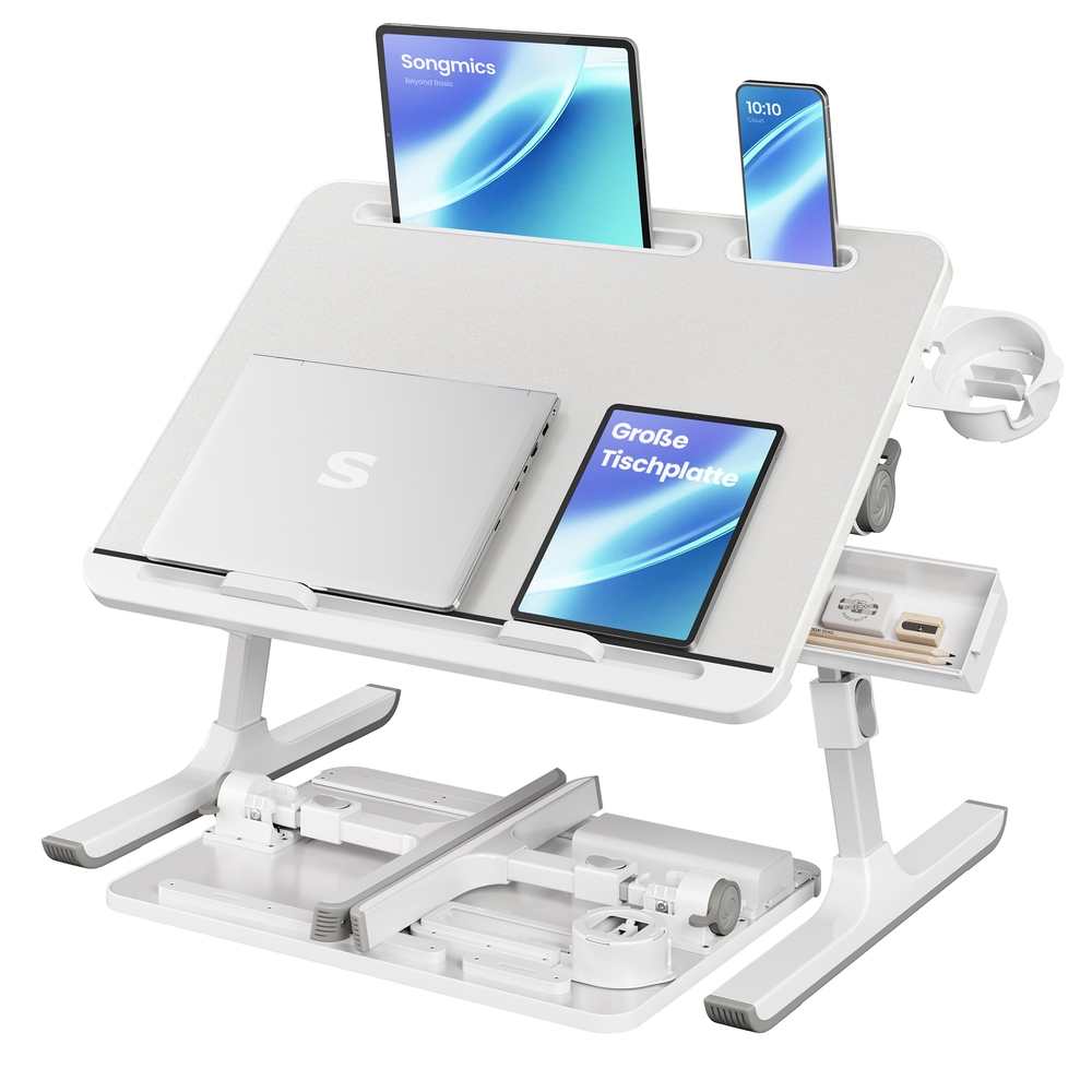 Laptoptisch grau 56x40 cm verstellbar mit Getränkehalter