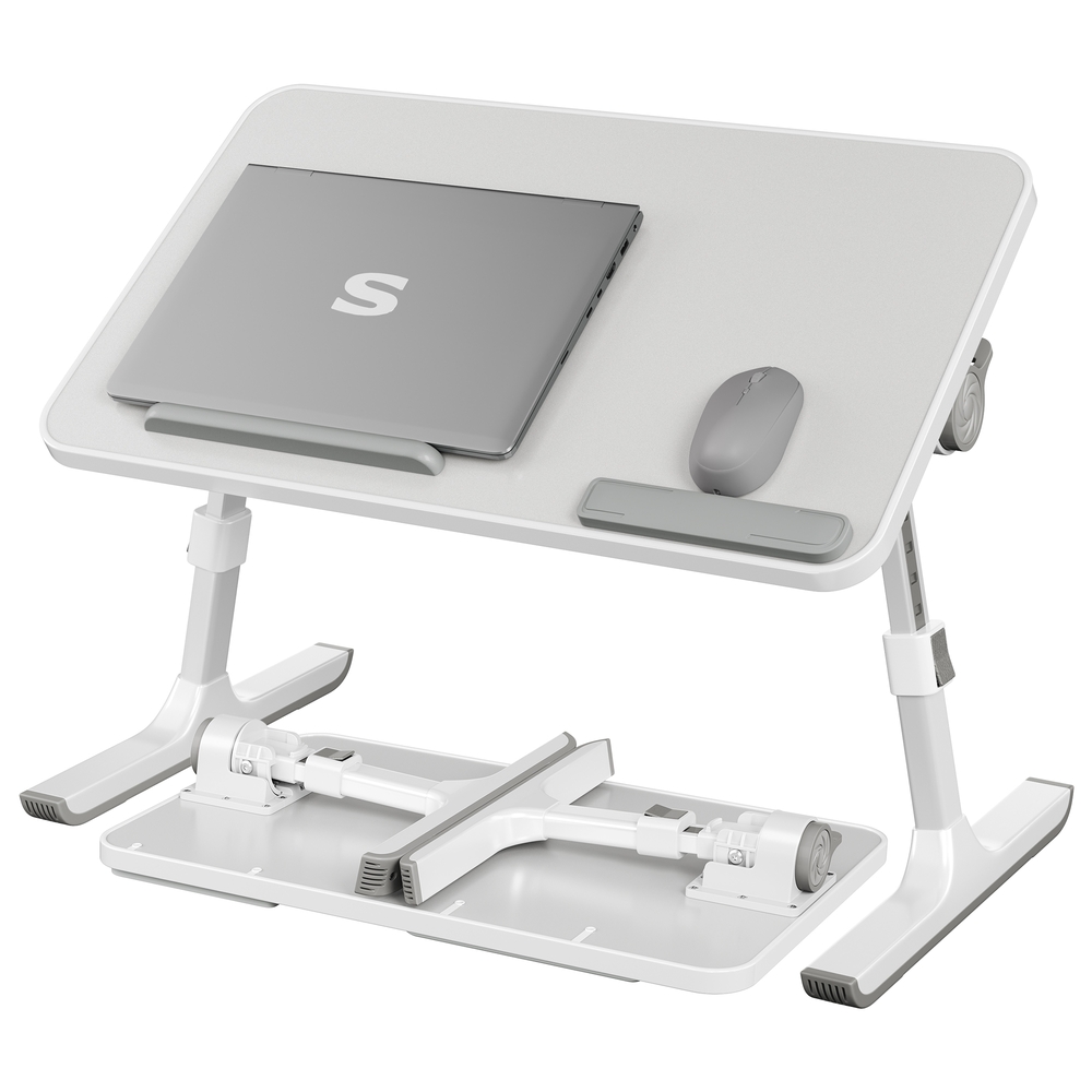 Laptoptisch grau 52x30x23 cm mit Schublade und Alugestell