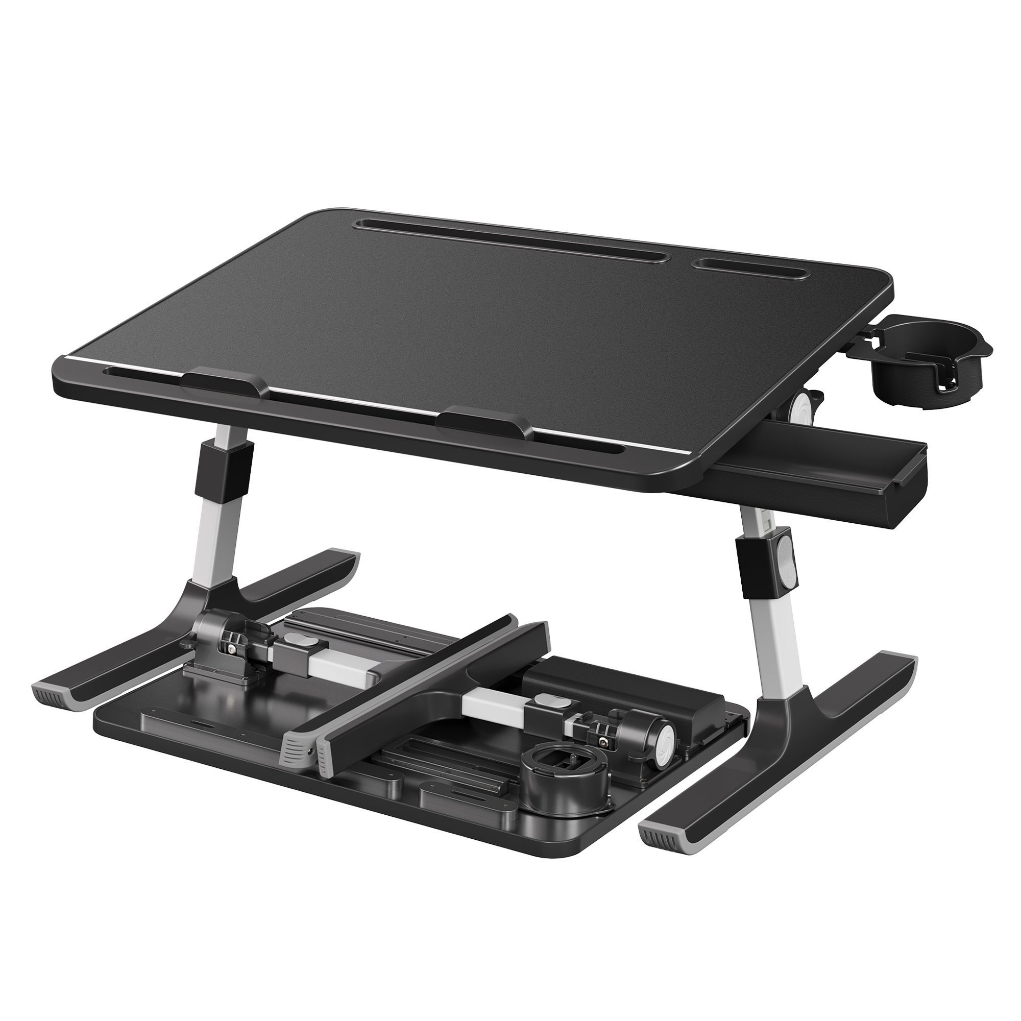 Laptoptisch Höhenverstellbarer Klapptisch für Bett und Sofa 56 x 40 cm Schwarz