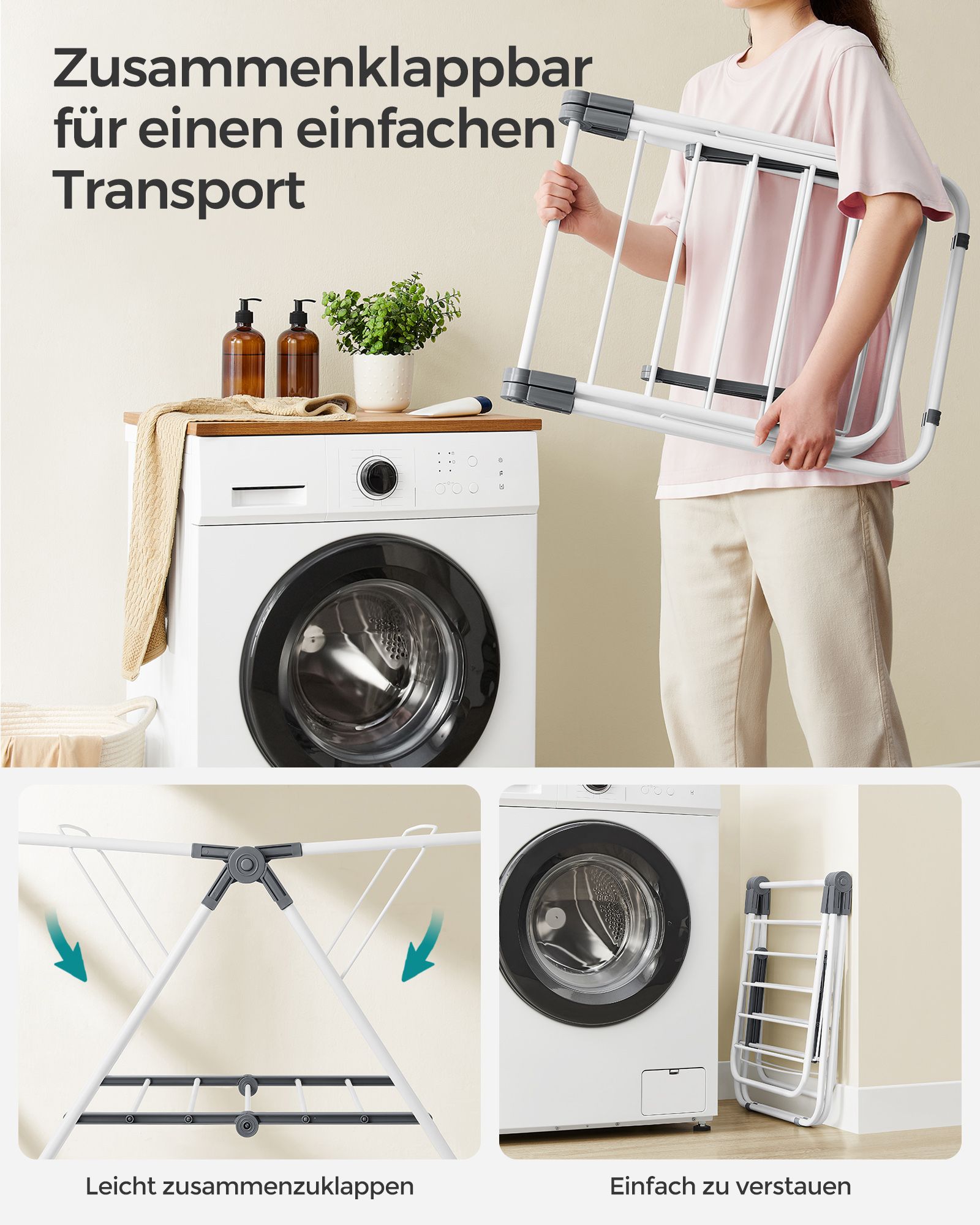 Debesuotas baltas metalinis drabužių žirgas su 2 sparnais