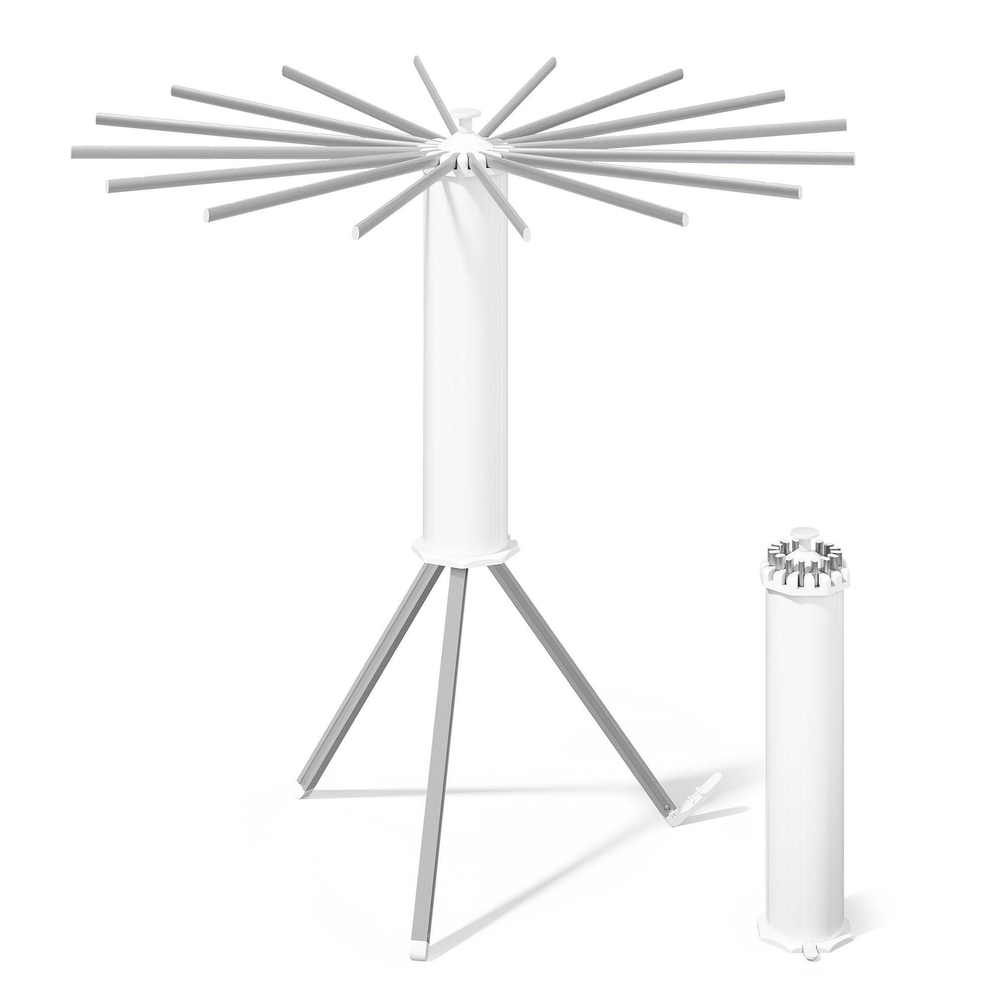 SONGMICS Wäscheständer, Wäschetrockner Ständer klappbar, Wäschespinne tragbar, Standtrockner platzsparend, drehbar, ausziehbar, Waschküche Balkon, 16 Arme aus Aluminiumlegierung, silbern LLR531EW01