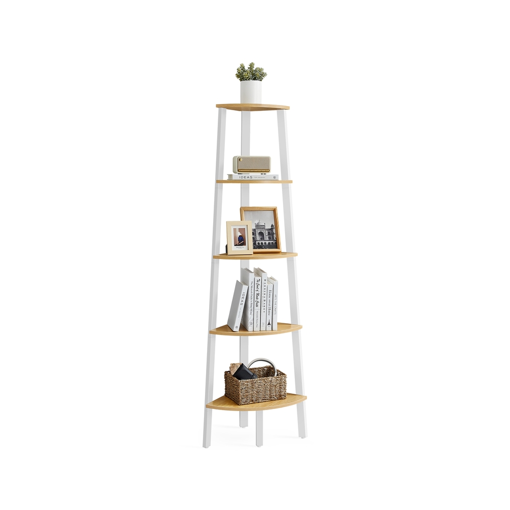 Bücherregal 5 Ebenen industriell natureichenfarben-mattweiß