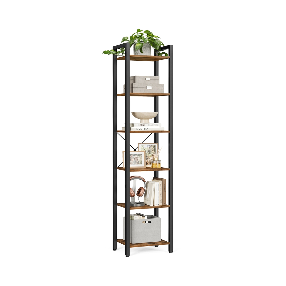Bücherregal 6-stufiges Bücherregal offene Regale Standdisplay für Büro Wohnzimmer Schlafzimmer 40 x 30 x 1875 cm Industrie Rustikales Braun