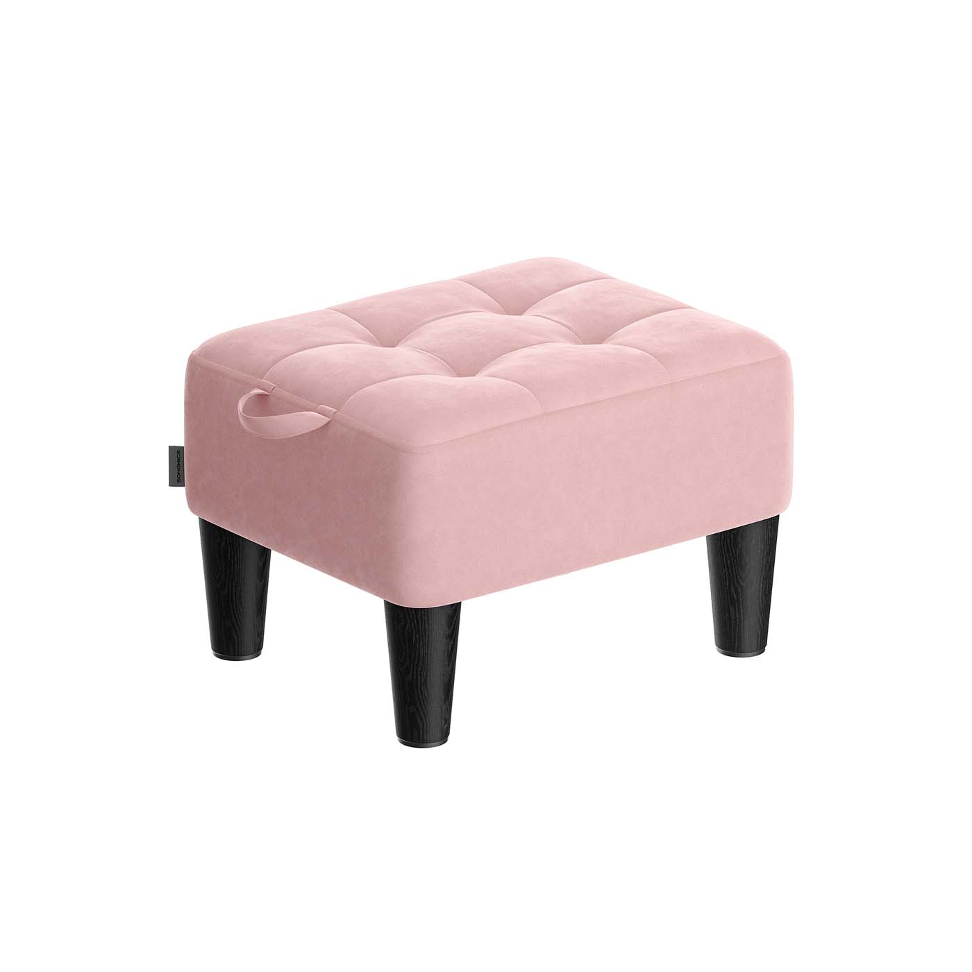 Sitzhocker aus Samt mit dicker Polsterung pastellrosa-tintenschwarz