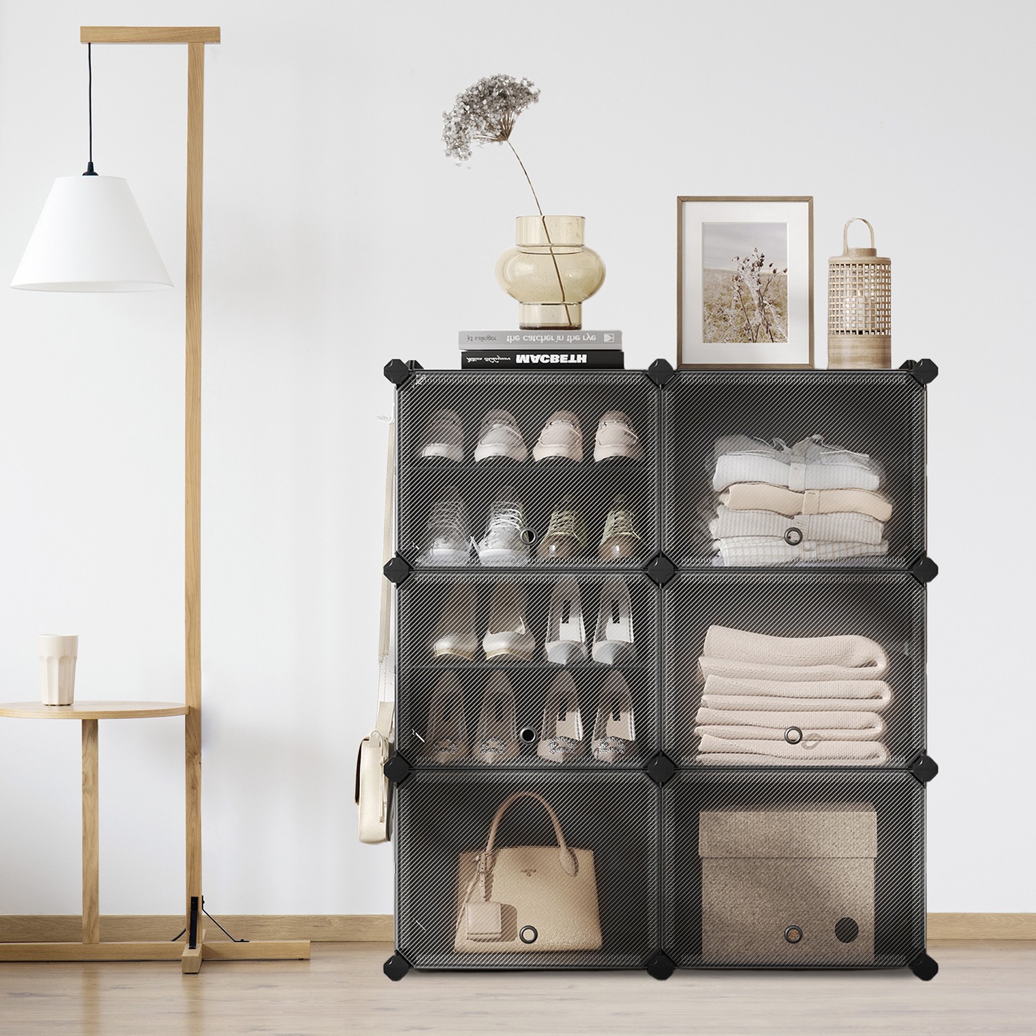 Schuhregal, Schuhschrank mit 6 Fächern, Stahlrahmen
