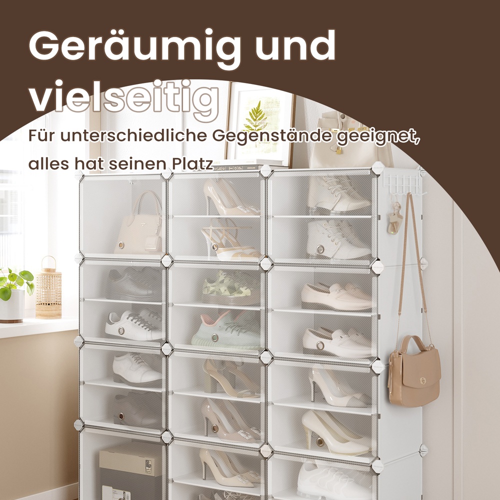 Schuhregal mit 12 Fächern, Schuhschrank, 30 x 40 x 30 cm pro Fach