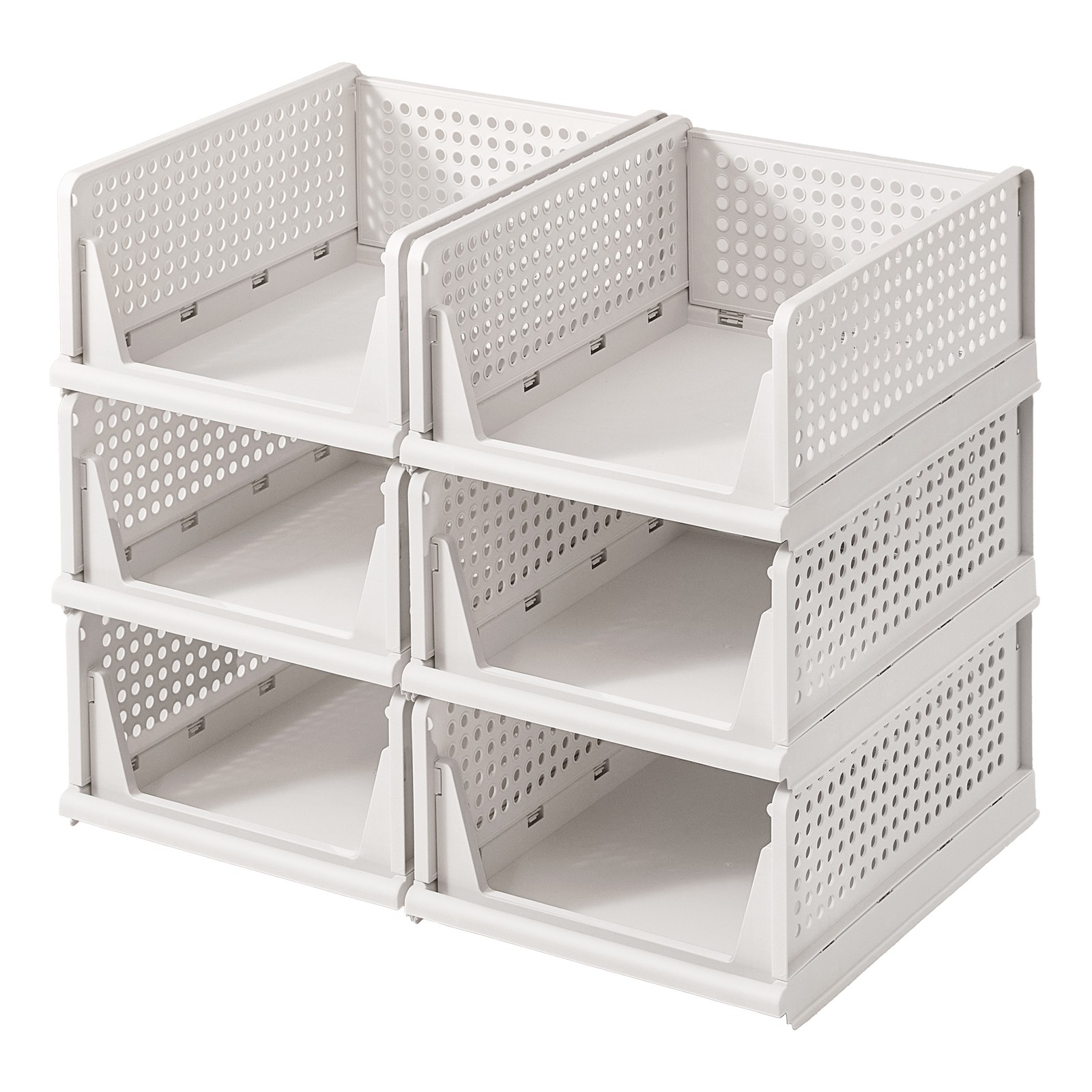 Songmics Schrank-Organizer Klappbar, Kleiderschrank-Organizer Stapelbar, Ausziehbarer Korb 6er Set