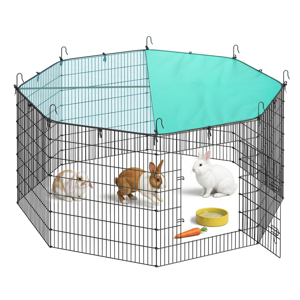 Kleintiergehege mit Abdeckung 8 Gitterplatten 175 x 175 x 80 cm tintenschwarz