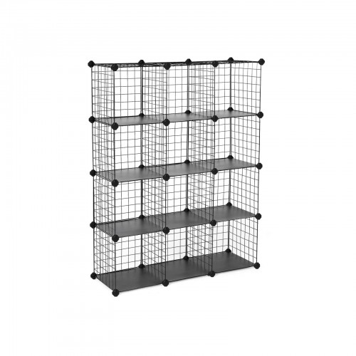 Songmics - Steckregal aus Drahtgitter Regalsystem Standschrank 12 Fächer Aufbewahrung Schrank gratis Gummihammer 93 x 31 x 123 cm Schwarz LPI34H