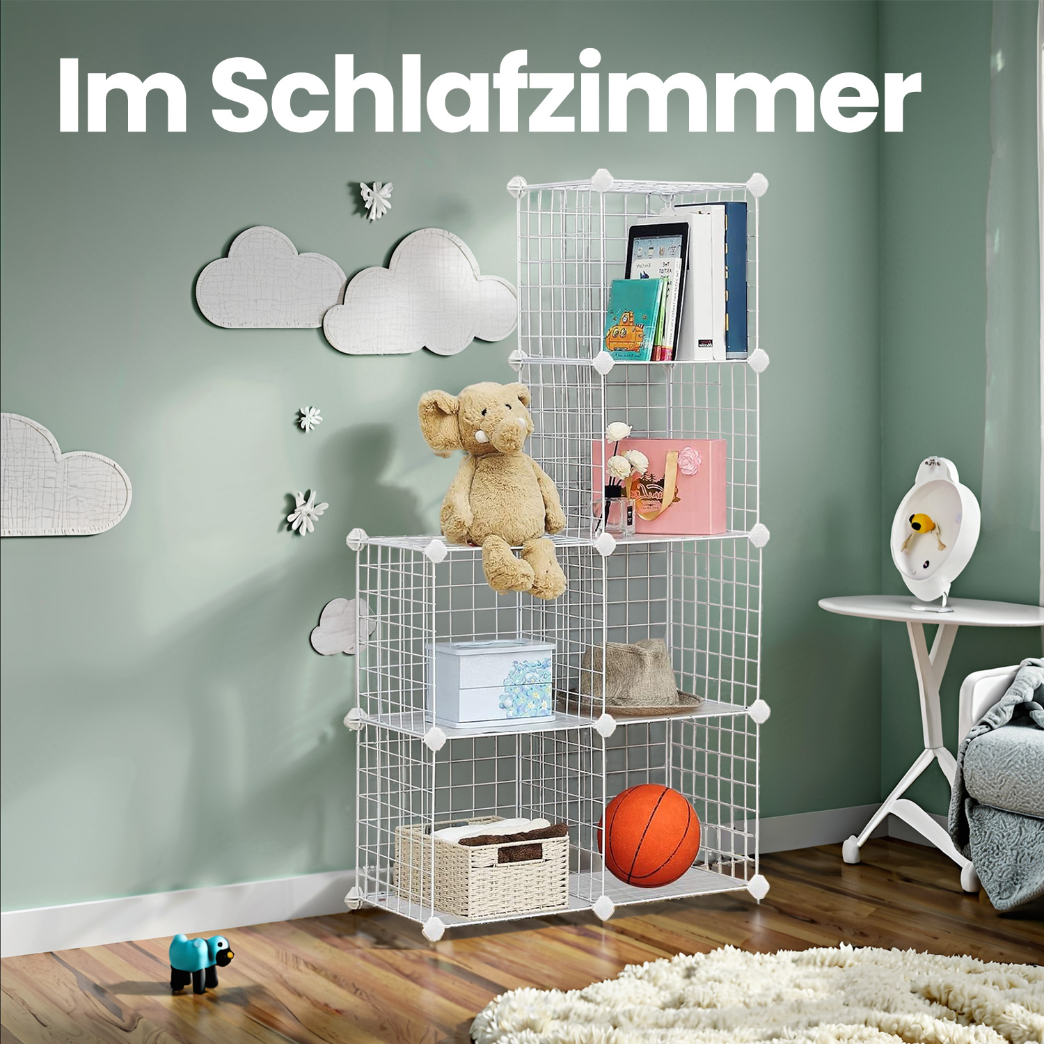 Steckregal 6 Gitterwürfel Weiß