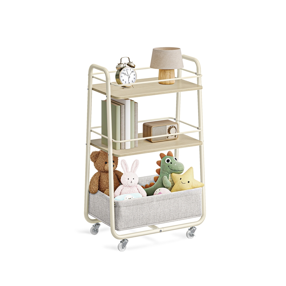 Rollwagen mit Stoffkorb naturbeige-cremeweiß